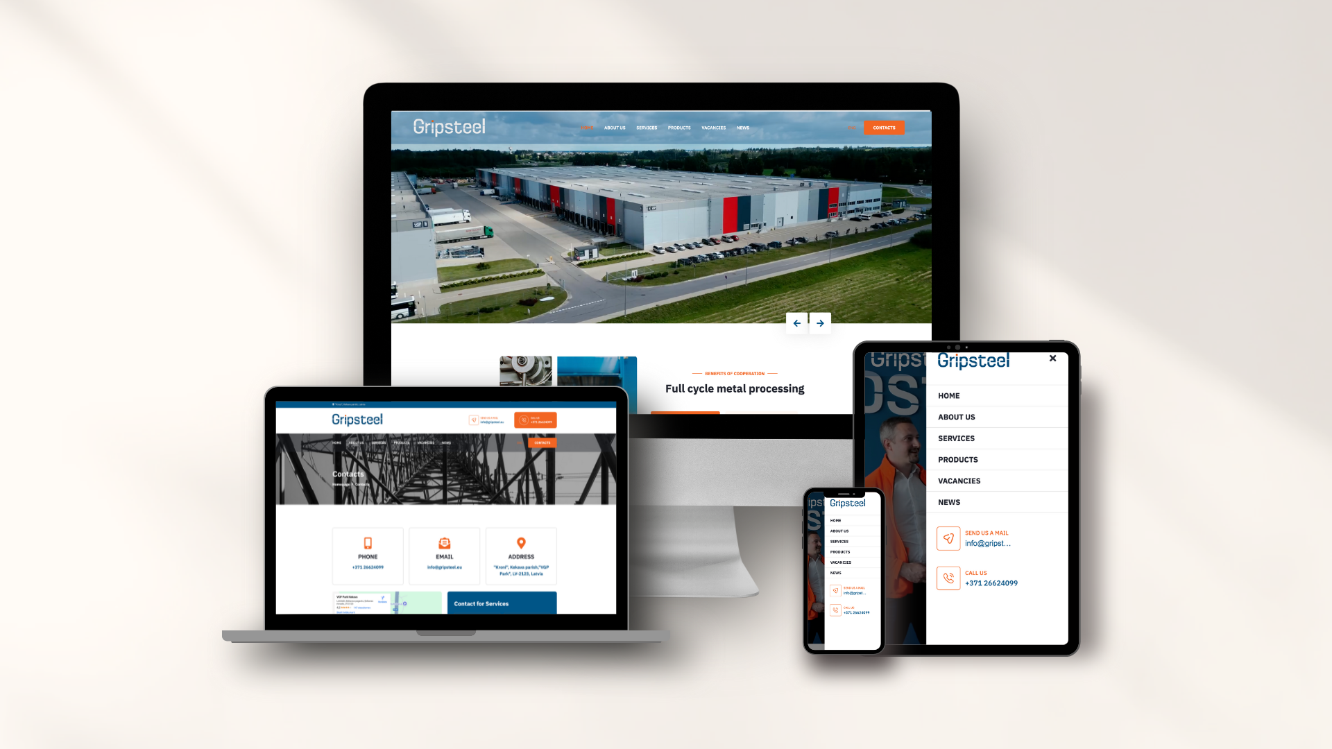 Gripsteel mājaslapas izstrāde un dizains