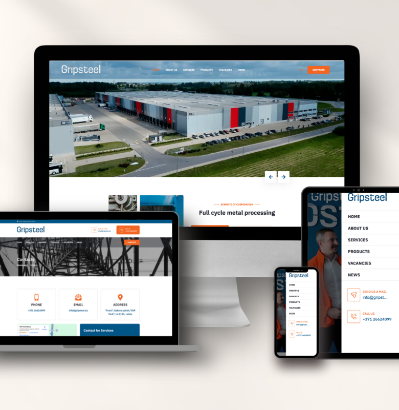 Gripsteel mājaslapas izstrāde un dizains